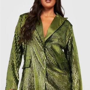 NWT Green Sequin Oversized Blazer